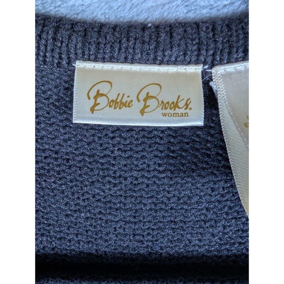 Vtg Bobbie Brooks Woman Plus Cardinal Bird Embroidered Black Sweater Ves 22W 24W - Picture 4 of 9